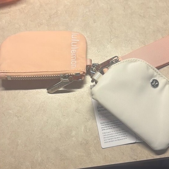 Lululemon athletica Dual Pouch Wristlet coral beige bags nwt gym - Picture 3 of 3